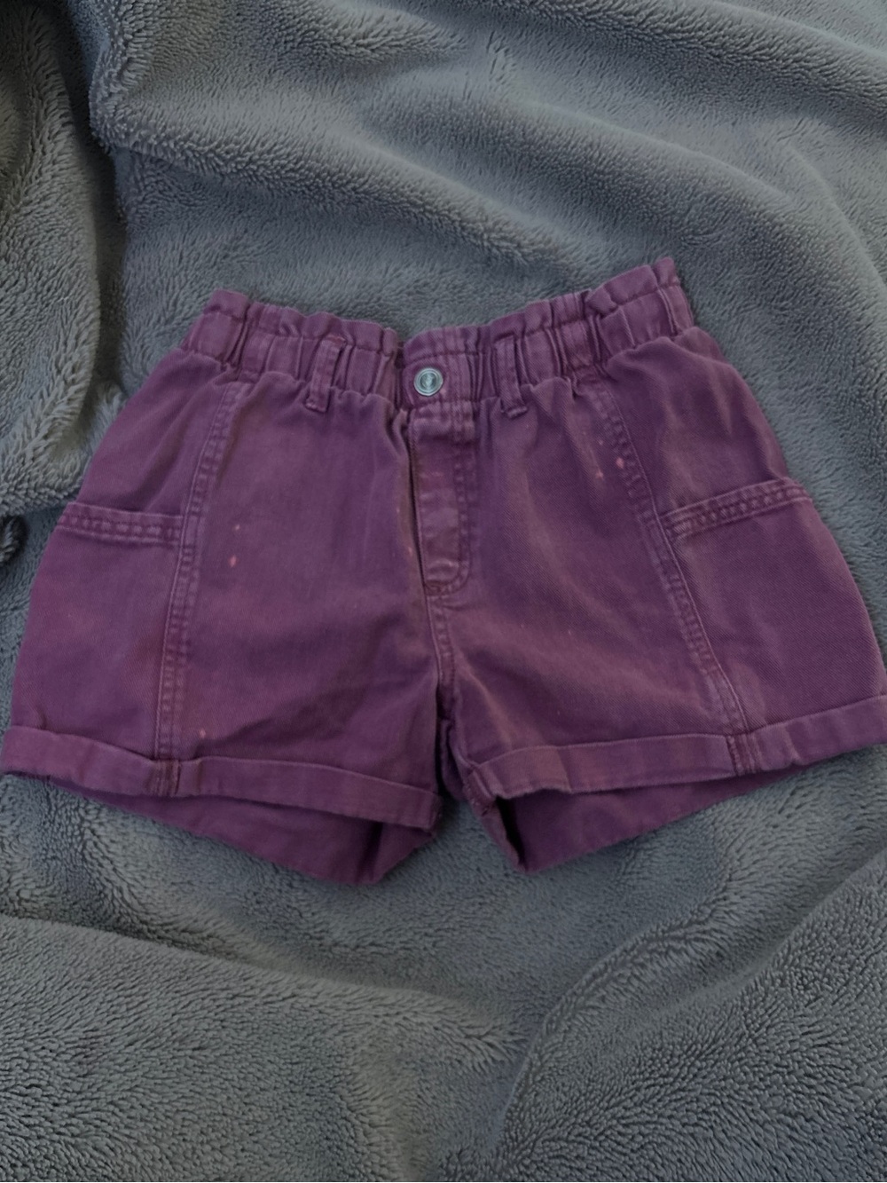 FA Plum-Tone Denim Shorts with Branded Button